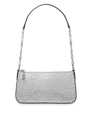 Michael Kors Empire Embellished Medium Chain Shoulder Bag In Silver