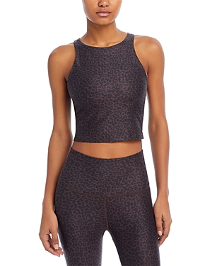 Shop Beyond Yoga Softmark Refocus Cropped Tank In Charcoal Leopard