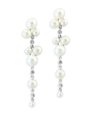 Bloomingdale's Fine Collection - Cultured Freshwater Pearl & Diamond Linear Drop Earrings