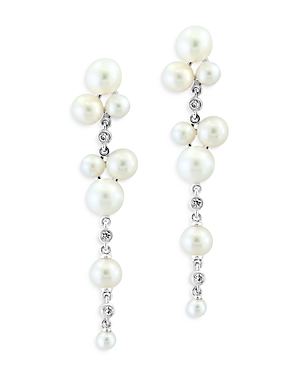 Bloomingdale's Cultured Freshwater Pearl & Diamond Linear Drop Earrings in 14K White Gold