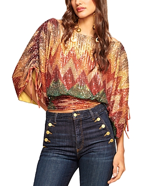 Shop Ramy Brook Davina Sequined Blouse In Multicolor