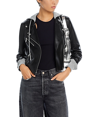 Evie Hooded Faux Leather Jacket
