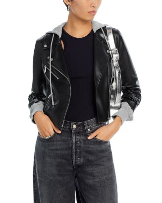 Cinq à Sept Evie Hooded Faux Leather Jacket | Bloomingdale's