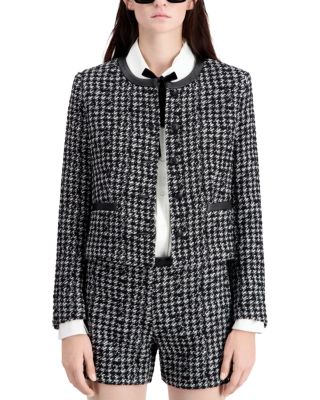 The Kooples Chic Houndstooth Long Sleeve Blazer