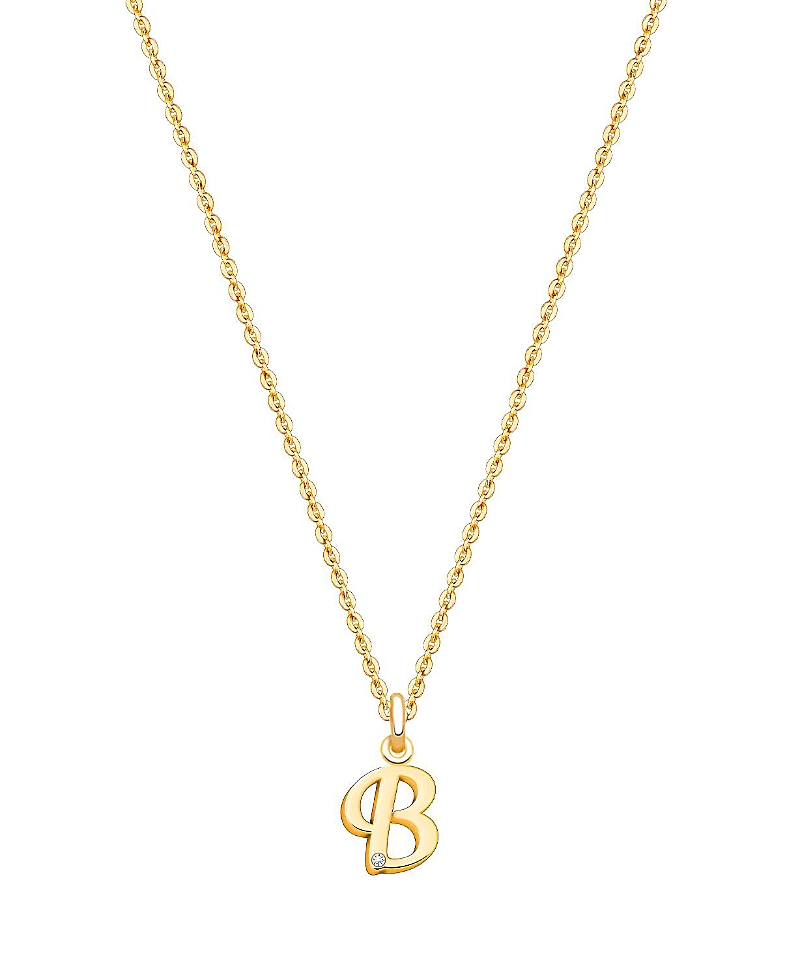 Tiny Blessings Girls 14k Gold Diamond Initial 13-14 Necklace - Children In K Gold - B