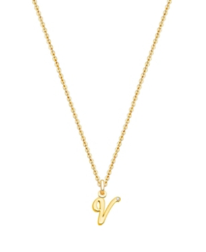 Tiny Blessings Girls' 14k Gold Diamond Initial 13-14 Necklace - Baby, Little Kid, Big Kid In 14k Gold - V