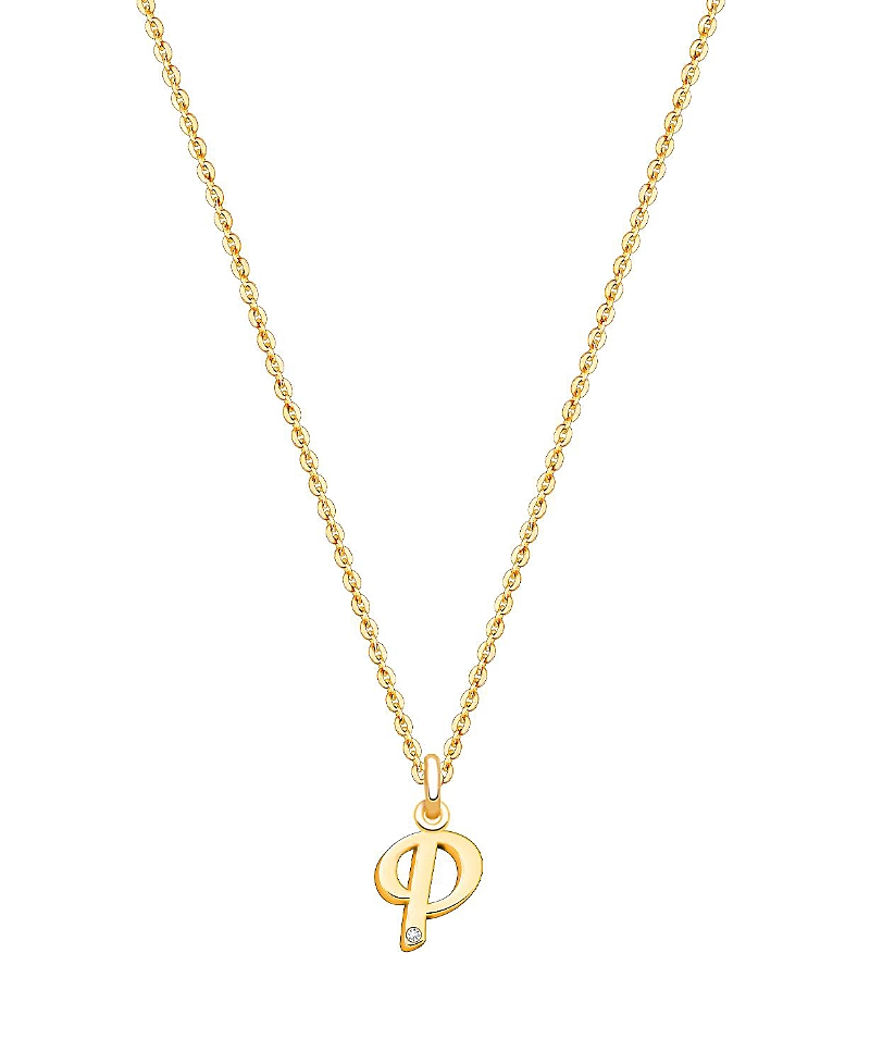 Tiny Blessings Girls 14k Gold Diamond Initial 13-14 Necklace - Children In K Gold - P