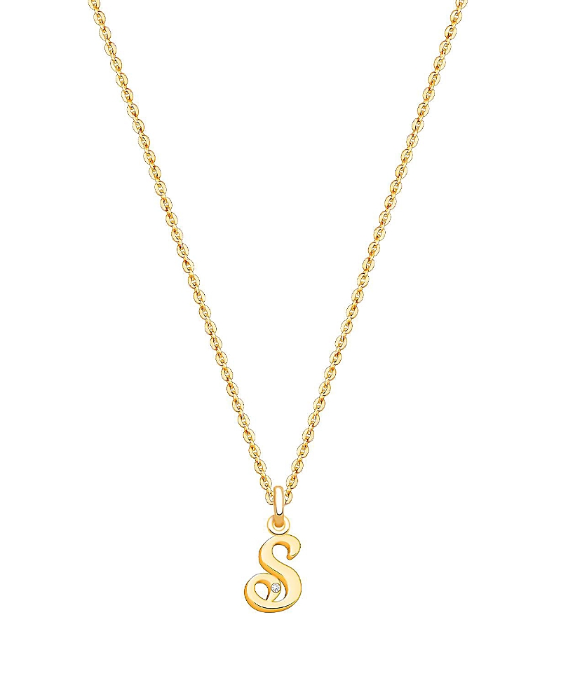 Tiny Blessings Girls 14k Gold Diamond Initial 13-14 Necklace - Children In K Gold - S