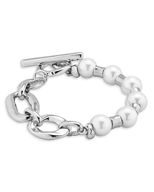 Uno De 50 Imitation Pearl & Match Bracelet In Silver