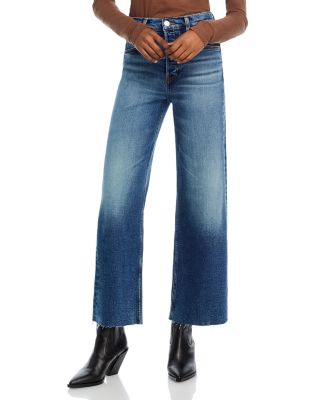 RE/DONE - High Rise Ankle Wide Leg Jeans in Azzurro