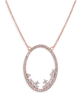 Bloomingdale's Fine Collection Diamond Oval Scatter Pendant Necklace in 14K Rose Gold, 0.45 ct. t. w., 18