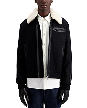 Shop The Kooples Jacket With Removable Fur Collar In Black