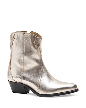 Free People New Frontier Western Bootie In Gold
