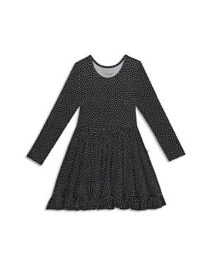 Shop Posh Peanut Girls' Aggie Long Sleeve Ruffled Twirl Dress - Little Kid In Black