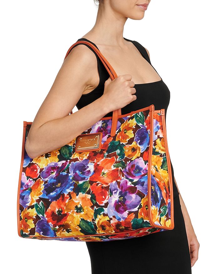 Dolce & Gabbana Floral-print Cotton-blend Shoulder Bag In Floral Multi