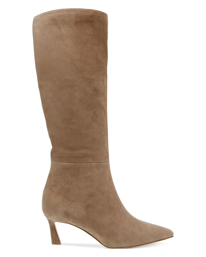 Shop Steve Madden Women's Lavan Pointed Toe High Heel Boots In Oatmeal Suede