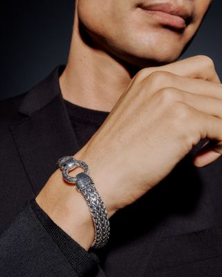 Men's Sterling Silver Classic Chain Ring Clasp Bracelet, 11mm