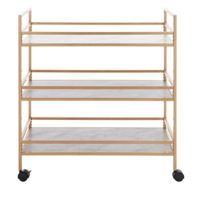 Ingrid 3 Tier Gold Rectangle Bar Cart