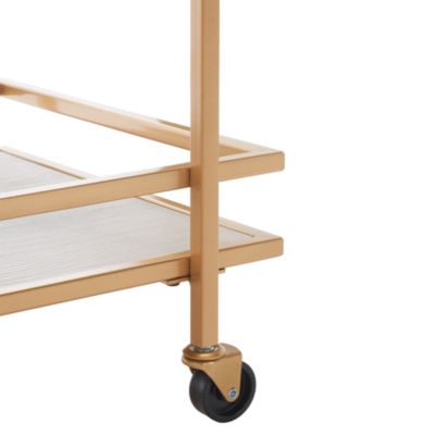 Lameris 2 Tier Matte Gold Bar Cart with Handles