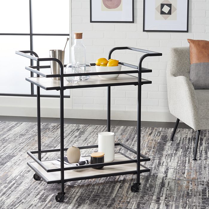 Safavieh Lameris 2 Tier Matte Black Bar Cart with Handles | Bloomingdale's