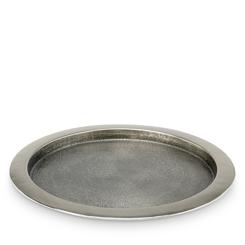 Blue Pheasant Zaxton Round Tray In Silver