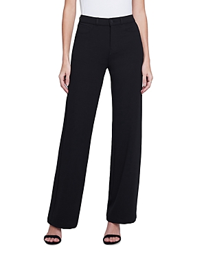 L'agence Clayton Mid Rise Wide Leg Jeans In Black In Black
