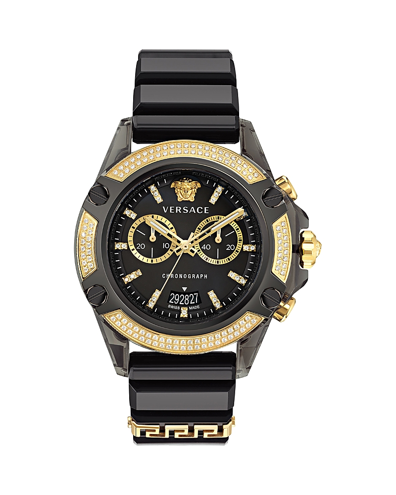 Versace Icon Active Diamond Watch In Black