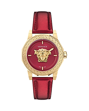Versace Women's Swiss Medusa Deco Red Leather Strap Watch 38mm In Red