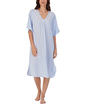 Eileen West Striped Caftan Nightgown In Blue Stripe
