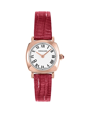 Shop Ferragamo Soft Square Watch, 23mm In White/red