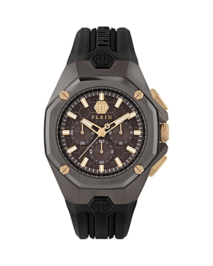 Philipp Plein Octagon Chronograph Watch Man Wrist Watch Brown Size Onesize Stainless Steel In Brown/black