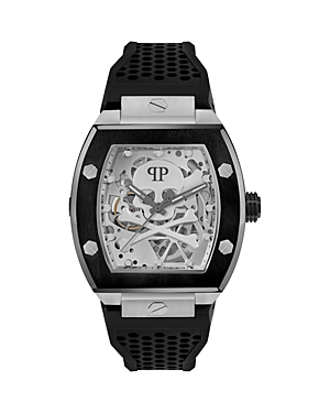 Philipp Plein The $keleton Automatic Watch In Silver/black