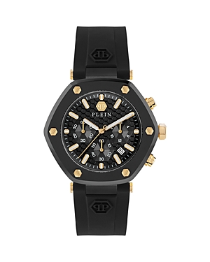 Philipp Plein The Hexagon Chrono Silicone Watch In Black