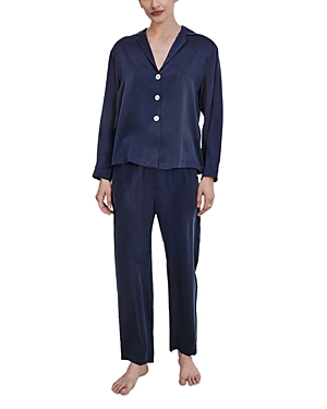 Shop Lunya Washable Silk Pajama Set In Deep Blue