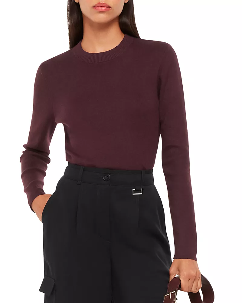 Whistles Keyhole Back Crewneck Knit Top