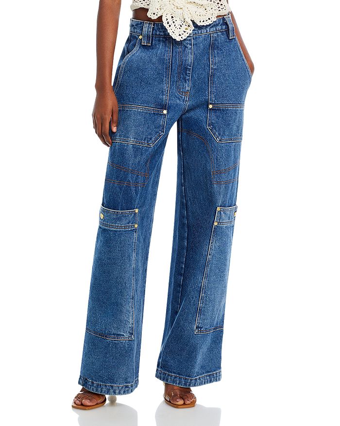 Cult Gaia Wynn High Rise Wide Leg Jeans in Indigo | Bloomingdale's