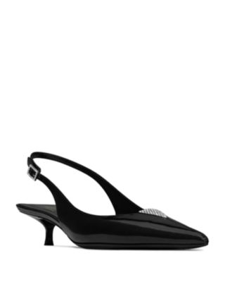 SAINT LAURENT - Women's Cherish Slingback Pumps in Glazed Leather with Rhinestones