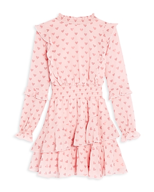 Aqua Girls' Sparkle Hearts Ruffle Dress, Little Kid, Big Kid - 100% Exclusive In Pink