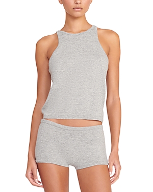 Staud Ayana Knit Tank Top In Heather Grey