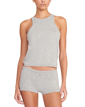 Shop Staud Ayana Racerback Crewneck Tank In Heather Grey