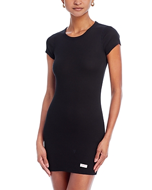 Alexander Wang Short Sleeve Crewneck Dress In Black