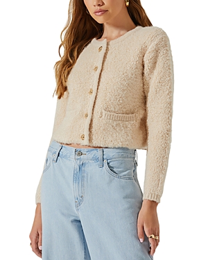 Astr The Label Myrtle Cropped Cardigan In Cream