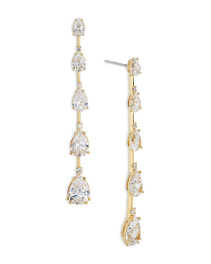 Nadri Graduated Pear Shape Linear Drop Earrings in 18K Gold Plated