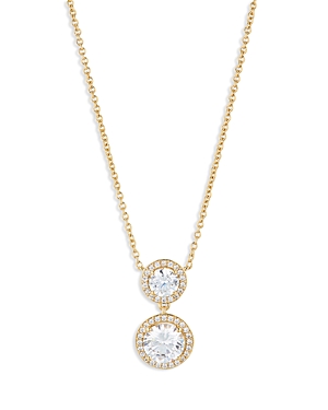 Nadri Round Halo Drop Necklace In 18k Gold Plated Or Rhodium Plated, 16