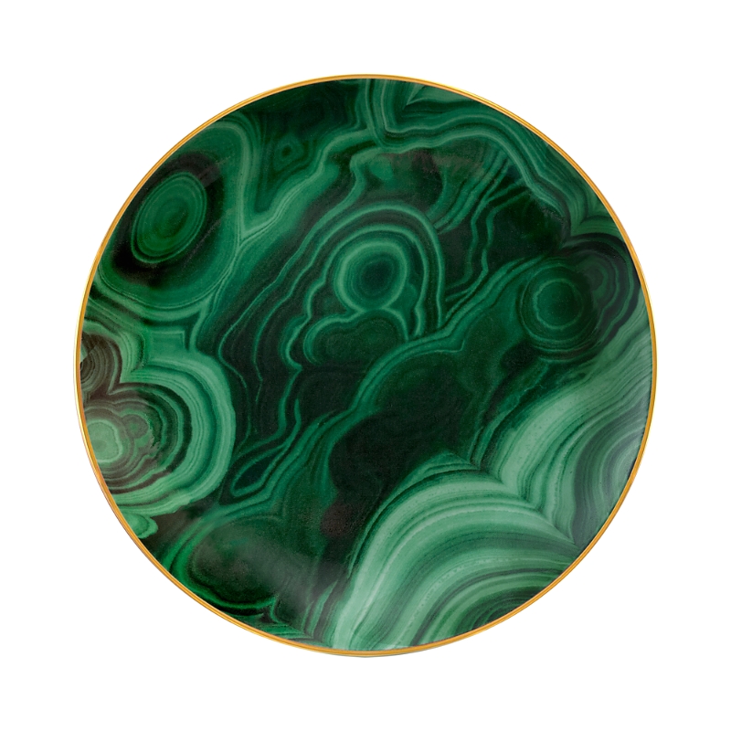 L'objet Set Of Four Malachite Canape Plates In Green, Gold