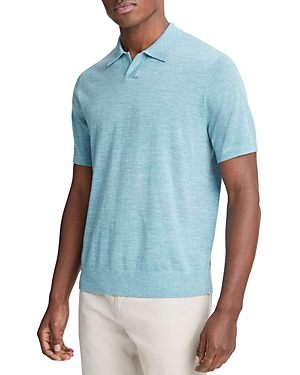Shop Vince Short Sleeve Merino Polo In H Mineral