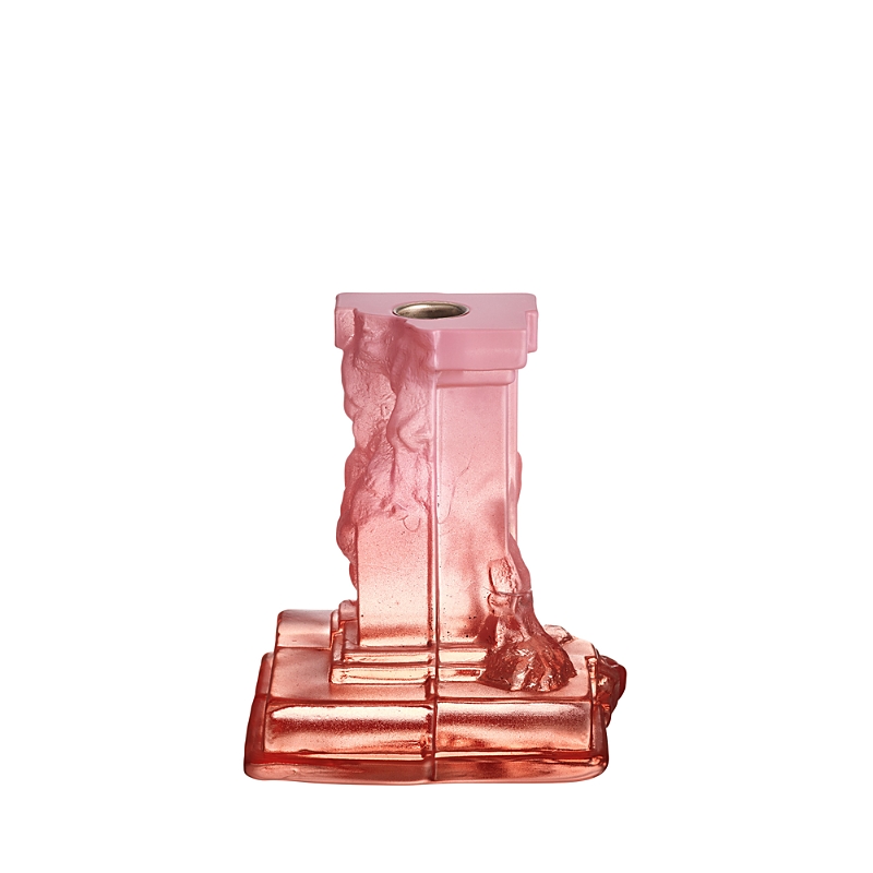 Kosta Boda Rocky Baroque Amber Haze Medium Candlestick, 5.9" In Rose