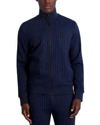 KARL LAGERFELD PARIS - Slim Fit Pinstriped Zip Front Track Jacket