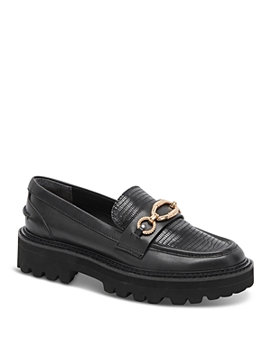 Shop Dolce Vita Women's Mambo Embossed Leather Loafers In Black Multi Leather