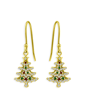 Aqua Christmas Tree Drop Earrings In 18k Gold Over Sterling Silver - 100% Exclusive In Multi/gold